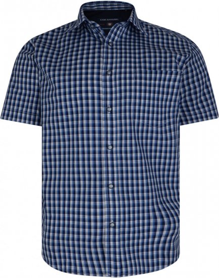 Kam Jeans 6145 Short Sleeve Shirt Navy - Πουκάμισα - Aνδρικά πουκαμισα μεγαλα μεγάλα μεγέθη