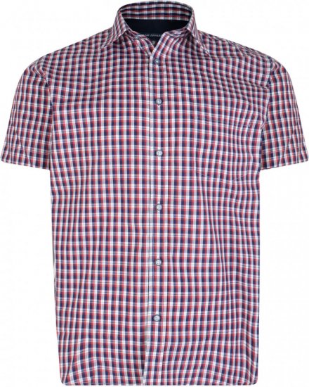 Kam Jeans 6145 Short Sleeve Shirt Red - Πουκάμισα - Aνδρικά πουκαμισα μεγαλα μεγάλα μεγέθη