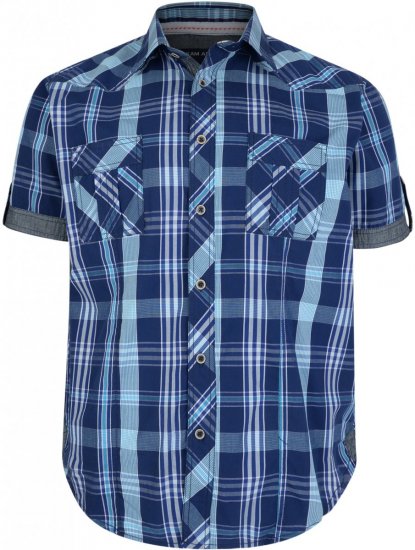Kam Jeans 6148 Short Sleeve Shirt Navy - Πουκάμισα - Aνδρικά πουκαμισα μεγαλα μεγάλα μεγέθη