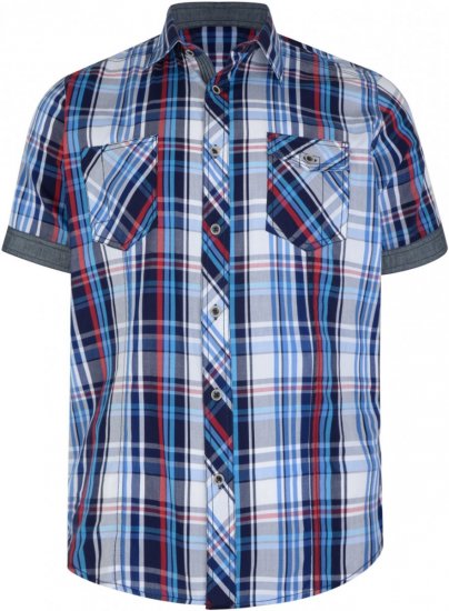 Kam Jeans 6149 Short Sleeve Shirt Blue - Πουκάμισα - Aνδρικά πουκαμισα μεγαλα μεγάλα μεγέθη