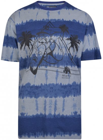 Kam Jeans 5206 Venice Beach T-shirt Blue - Μακό μπλουζάκια - Aνδρικά μπλουζεσ μεγάλα μεγέθη