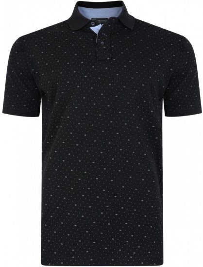 Kam Jeans 5223 Printed Dobby Polo Black - Πόλο μπλουζάκια - Aνδρικά μπλουζακια πολο μεγάλα μεγέθη