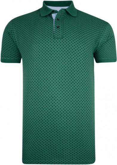 Kam Jeans 5224 Diamond Print Polo Pine - Πόλο μπλουζάκια - Aνδρικά μπλουζακια πολο μεγάλα μεγέθη