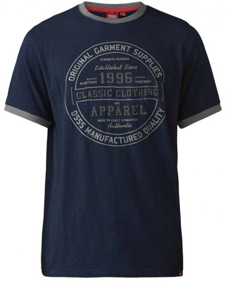 D555 Wilfred T-shirt Navy - Μακό μπλουζάκια - Aνδρικά μπλουζεσ μεγάλα μεγέθη
