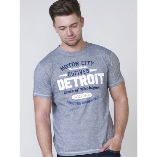 D555 Darcy Embroidered T-shirt Blue - Μακό μπλουζάκια - Aνδρικά μπλουζεσ μεγάλα μεγέθη