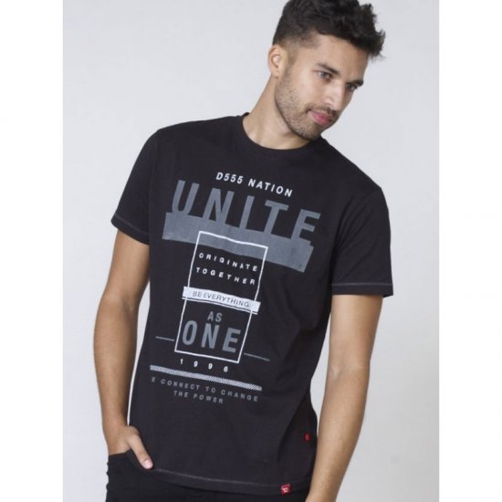 D555 Phillip T-shirt Black - Μακό μπλουζάκια - Aνδρικά μπλουζεσ μεγάλα μεγέθη