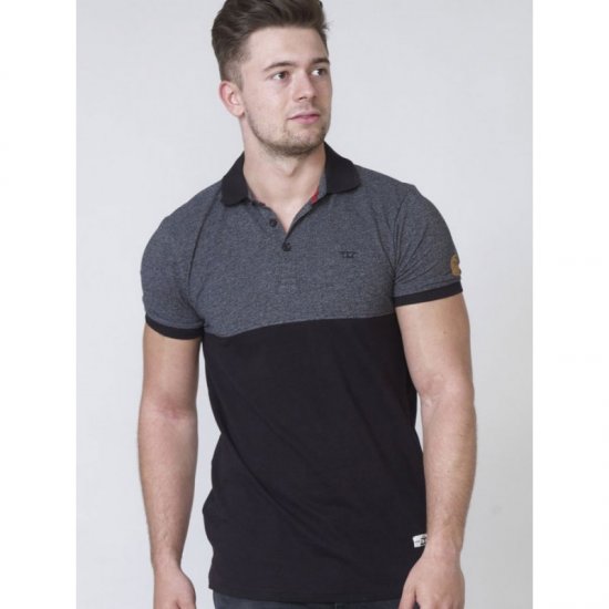 D555 Stefhen Polo Black - Πόλο μπλουζάκια - Aνδρικά μπλουζακια πολο μεγάλα μεγέθη