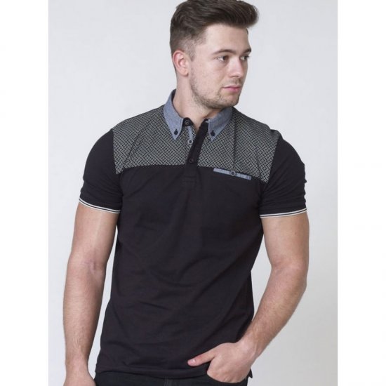 D555 Brent Polo Black - Πόλο μπλουζάκια - Aνδρικά μπλουζακια πολο μεγάλα μεγέθη