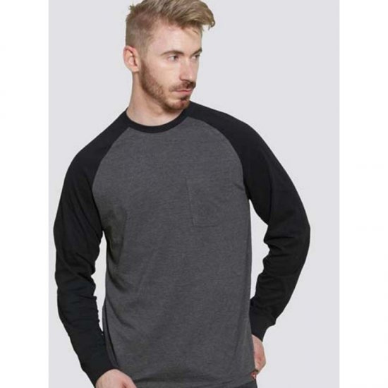 D555 Illinois Long Sleeve T-shirt Charcoal - Μακό μπλουζάκια - Aνδρικά μπλουζεσ μεγάλα μεγέθη