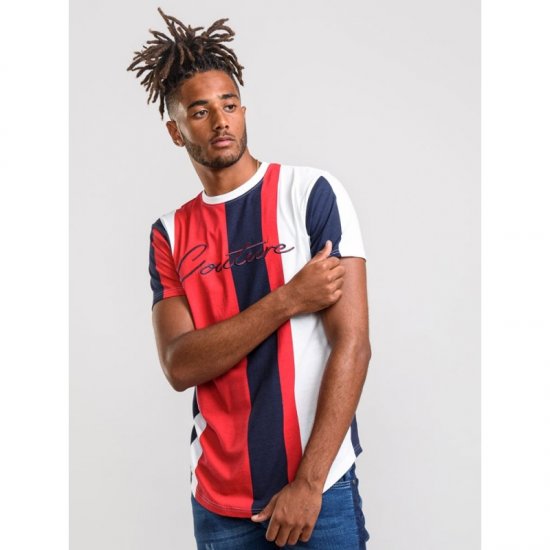 D555 Bancroft T-shirt Red/Navy - Μακό μπλουζάκια - Aνδρικά μπλουζεσ μεγάλα μεγέθη