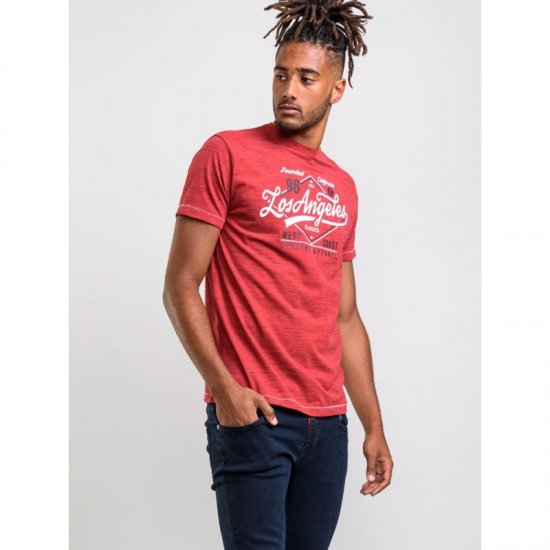 D555 Shelton T-shirt Red - Μακό μπλουζάκια - Aνδρικά μπλουζεσ μεγάλα μεγέθη