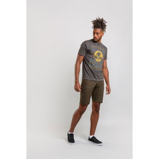 D555 Stanley T-shirt Khaki - Μακό μπλουζάκια - Aνδρικά μπλουζεσ μεγάλα μεγέθη