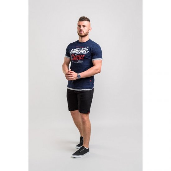 D555 Finn T-shirt Navy - Μακό μπλουζάκια - Aνδρικά μπλουζεσ μεγάλα μεγέθη
