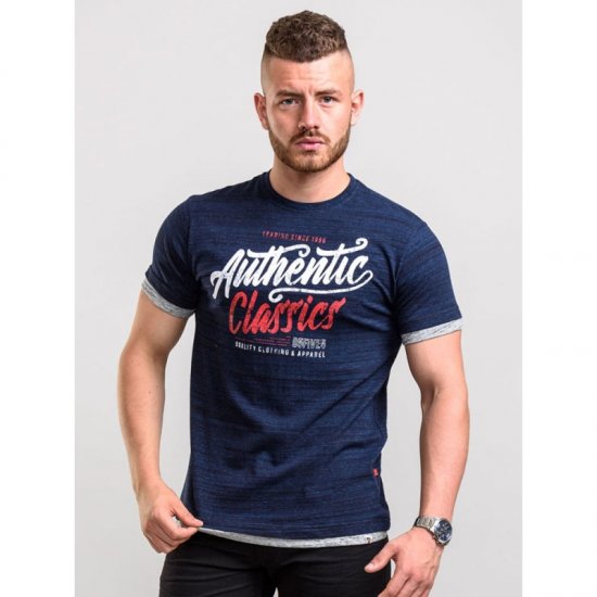 D555 Finn T-shirt Navy - Μακό μπλουζάκια - Aνδρικά μπλουζεσ μεγάλα μεγέθη