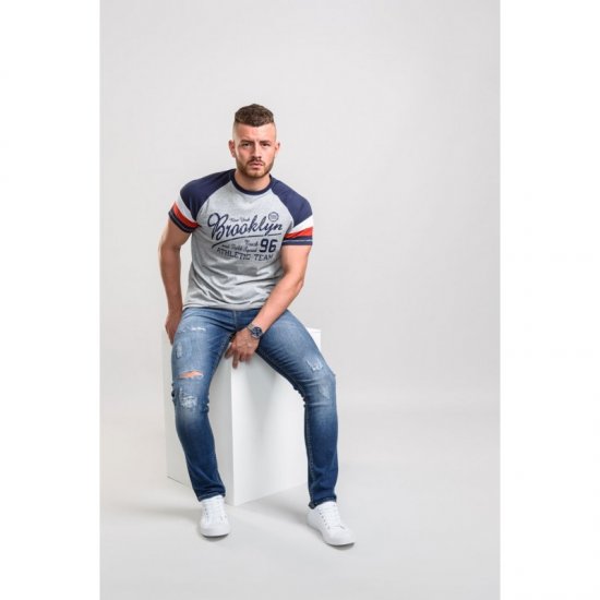 D555 Jones T-shirt Grey - Μακό μπλουζάκια - Aνδρικά μπλουζεσ μεγάλα μεγέθη