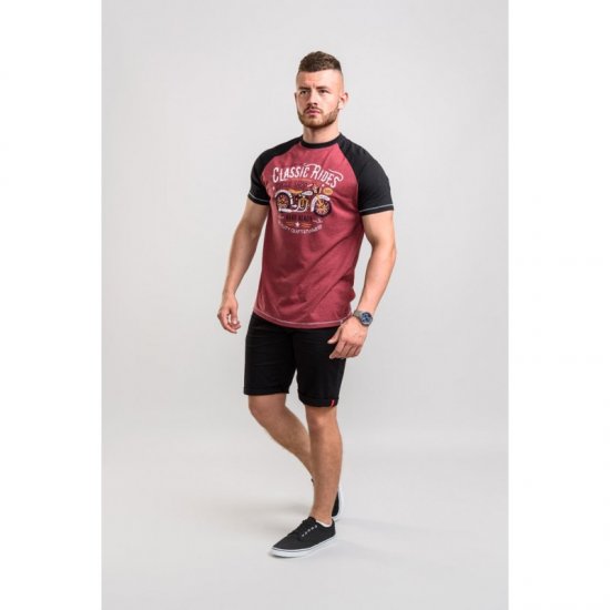 D555 Evans T-shirt Burgundy - Μακό μπλουζάκια - Aνδρικά μπλουζεσ μεγάλα μεγέθη