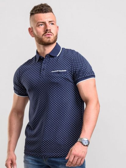 D555 Rogers Printed Polo Navy - Πόλο μπλουζάκια - Aνδρικά μπλουζακια πολο μεγάλα μεγέθη