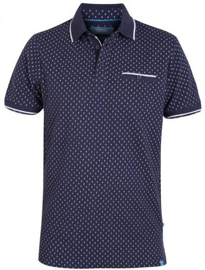 D555 Rogers Printed Polo Navy - Πόλο μπλουζάκια - Aνδρικά μπλουζακια πολο μεγάλα μεγέθη