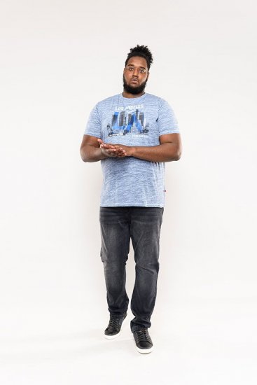 D555 Hobart LA Printed T-Shirt Blue - Μακό μπλουζάκια - Aνδρικά μπλουζεσ μεγάλα μεγέθη
