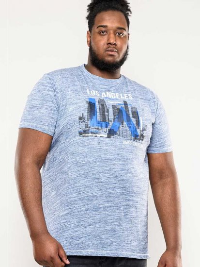 D555 Hobart LA Printed T-Shirt Blue - Μακό μπλουζάκια - Aνδρικά μπλουζεσ μεγάλα μεγέθη