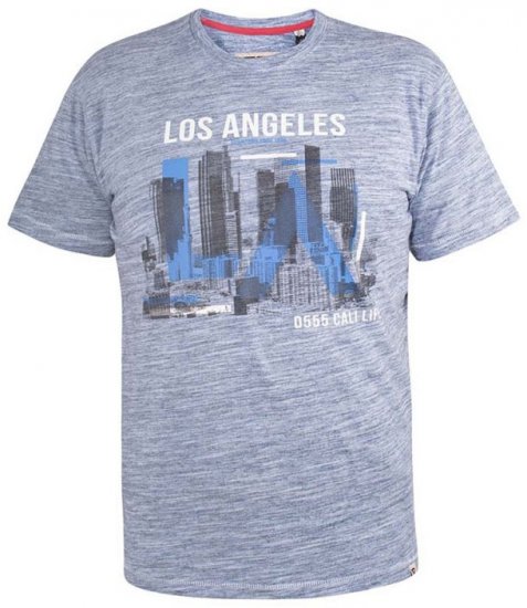 D555 Hobart LA Printed T-Shirt Blue - Μακό μπλουζάκια - Aνδρικά μπλουζεσ μεγάλα μεγέθη
