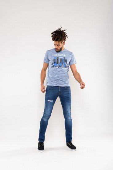 D555 Hobart LA Printed T-Shirt Blue - Μακό μπλουζάκια - Aνδρικά μπλουζεσ μεγάλα μεγέθη
