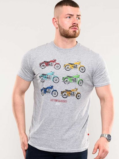 D555 Bathurst Custom Classics Motorbike Printed T-Shirt Grey - Μακό μπλουζάκια - Aνδρικά μπλουζεσ μεγάλα μεγέθη