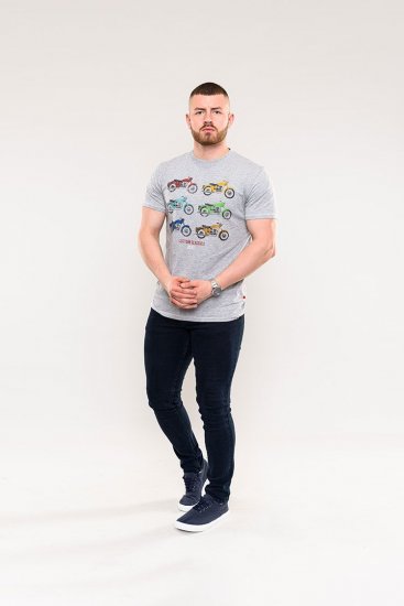 D555 Bathurst Custom Classics Motorbike Printed T-Shirt Grey - Μακό μπλουζάκια - Aνδρικά μπλουζεσ μεγάλα μεγέθη