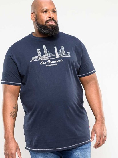 D555 Randwick San Francisco Printed T-Shirt Navy - Μακό μπλουζάκια - Aνδρικά μπλουζεσ μεγάλα μεγέθη
