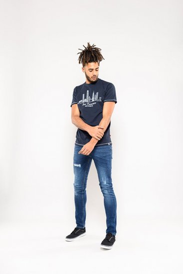 D555 Randwick San Francisco Printed T-Shirt Navy - Μακό μπλουζάκια - Aνδρικά μπλουζεσ μεγάλα μεγέθη