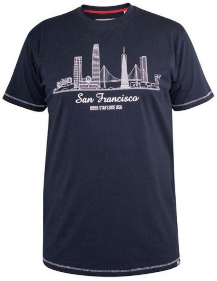 D555 Randwick San Francisco Printed T-Shirt Navy - Μακό μπλουζάκια - Aνδρικά μπλουζεσ μεγάλα μεγέθη