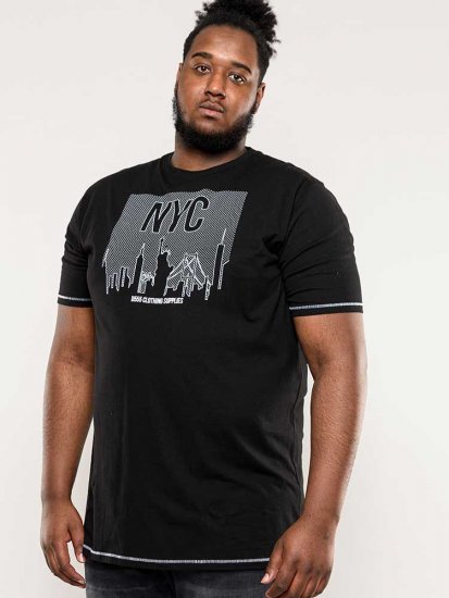 D555 Willoughby NYC Dot Printed T-Shirt Black - Μακό μπλουζάκια - Aνδρικά μπλουζεσ μεγάλα μεγέθη