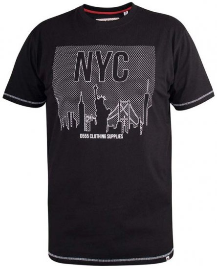 D555 Willoughby NYC Dot Printed T-Shirt Black - Μακό μπλουζάκια - Aνδρικά μπλουζεσ μεγάλα μεγέθη