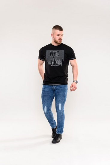 D555 Willoughby NYC Dot Printed T-Shirt Black - Μακό μπλουζάκια - Aνδρικά μπλουζεσ μεγάλα μεγέθη