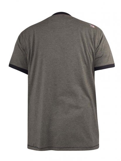 D555 Hereford Brooklyn Motorbike Printed Ringer T-Shirt Khaki - Μακό μπλουζάκια - Aνδρικά μπλουζεσ μεγάλα μεγέθη