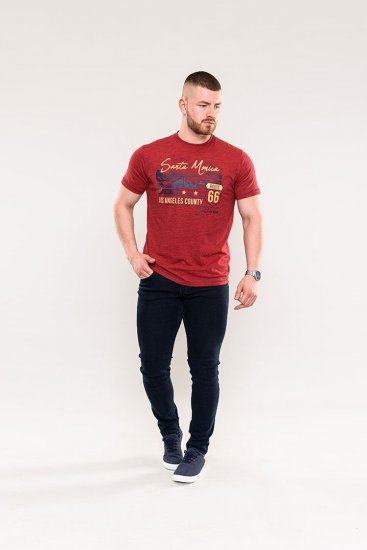 D555 Brisbane Santa Monica Route 66 Printed T-Shirt Red - Μακό μπλουζάκια - Aνδρικά μπλουζεσ μεγάλα μεγέθη