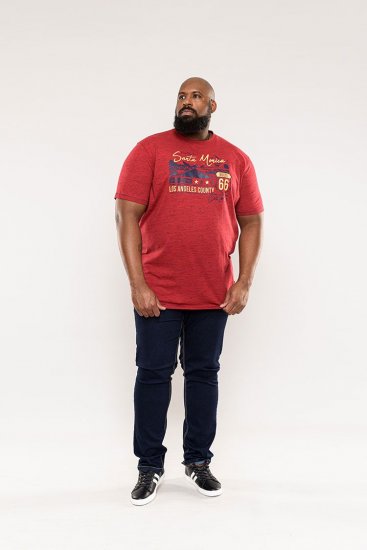 D555 Brisbane Santa Monica Route 66 Printed T-Shirt Red - Μακό μπλουζάκια - Aνδρικά μπλουζεσ μεγάλα μεγέθη