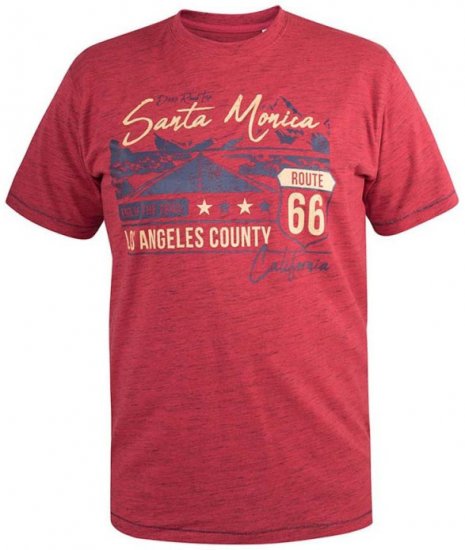 D555 Brisbane Santa Monica Route 66 Printed T-Shirt Red - Μακό μπλουζάκια - Aνδρικά μπλουζεσ μεγάλα μεγέθη