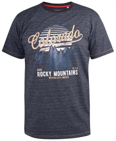 D555 Cairns Navy Fine Stripe Colorado Printed T-Shirt - Μακό μπλουζάκια - Aνδρικά μπλουζεσ μεγάλα μεγέθη