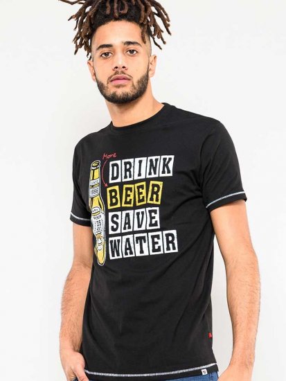 D555 Salford Save Water Drink Beer T-shirt Black - Μακό μπλουζάκια - Aνδρικά μπλουζεσ μεγάλα μεγέθη