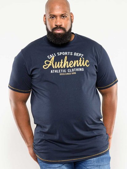D555 Jasper Authentic Printed T-shirt Navy - Μακό μπλουζάκια - Aνδρικά μπλουζεσ μεγάλα μεγέθη
