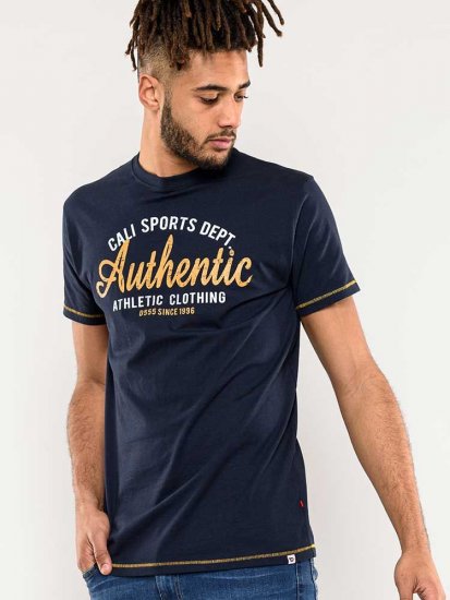 D555 Jasper Authentic Printed T-shirt Navy - Μακό μπλουζάκια - Aνδρικά μπλουζεσ μεγάλα μεγέθη