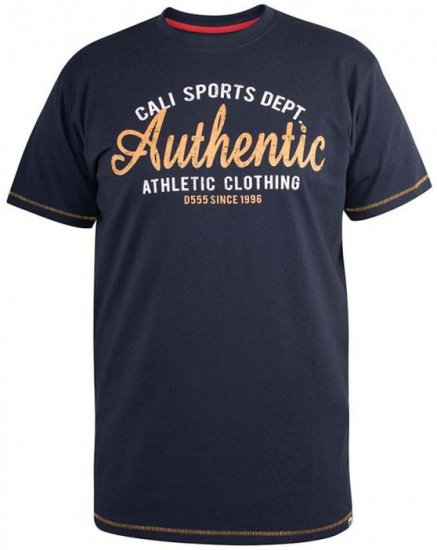 D555 Jasper Authentic Printed T-shirt Navy - Μακό μπλουζάκια - Aνδρικά μπλουζεσ μεγάλα μεγέθη