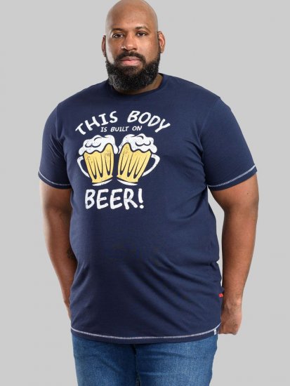 D555 Dartmoor Built On Beer Printed T-Shirt - Μακό μπλουζάκια - Aνδρικά μπλουζεσ μεγάλα μεγέθη