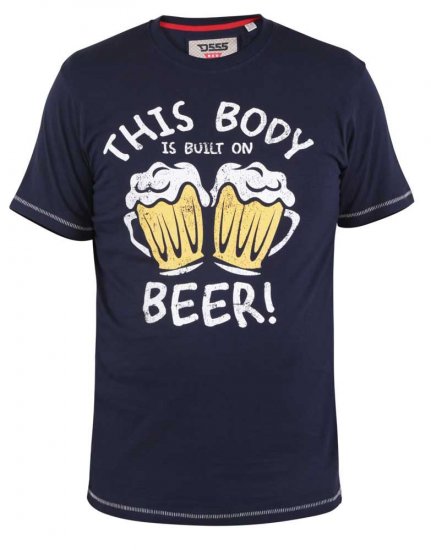D555 Dartmoor Built On Beer Printed T-Shirt - Μακό μπλουζάκια - Aνδρικά μπλουζεσ μεγάλα μεγέθη