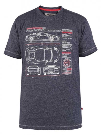 D555 Oakhill Super Car Blueprint T-shirt - Μακό μπλουζάκια - Aνδρικά μπλουζεσ μεγάλα μεγέθη