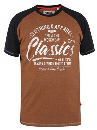 D555 Charmouth Raglan Sleeve Printed T-Shirt - Μακό μπλουζάκια - Aνδρικά μπλουζεσ μεγάλα μεγέθη