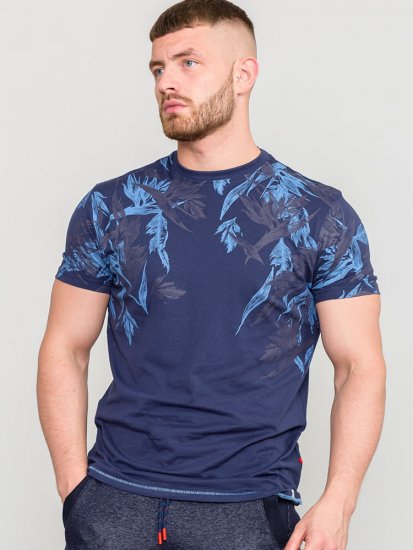 D555 BROMLEY Floral Panel Printed T-Shirt - Μακό μπλουζάκια - Aνδρικά μπλουζεσ μεγάλα μεγέθη