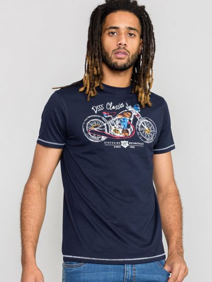 D555 DENTON Motorbike Printed T-Shirt - Μακό μπλουζάκια - Aνδρικά μπλουζεσ μεγάλα μεγέθη