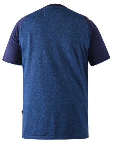 D555 Porter Raglan Sleeve Printed T-Shirt Blue - Μακό μπλουζάκια - Aνδρικά μπλουζεσ μεγάλα μεγέθη